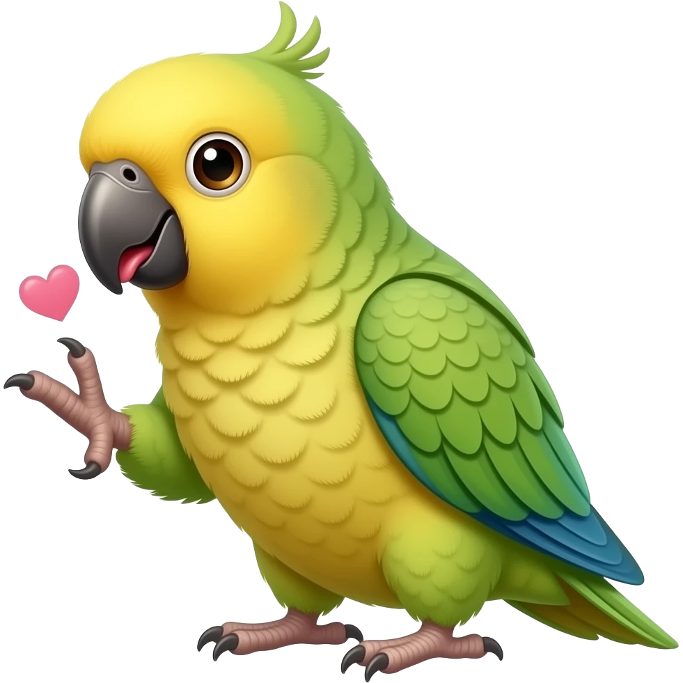 Cute Caique parrot Says good morning kissing emoji