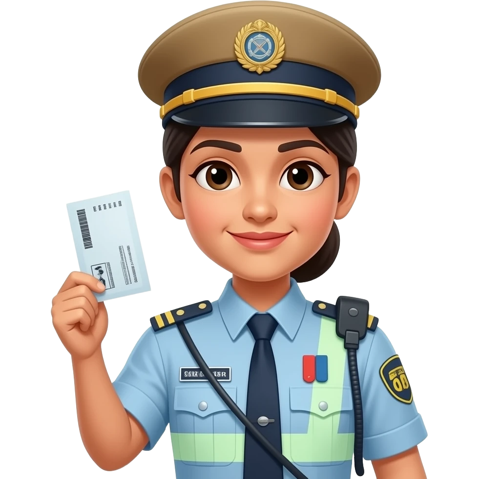 indian woman train inspector holding ticket emoji