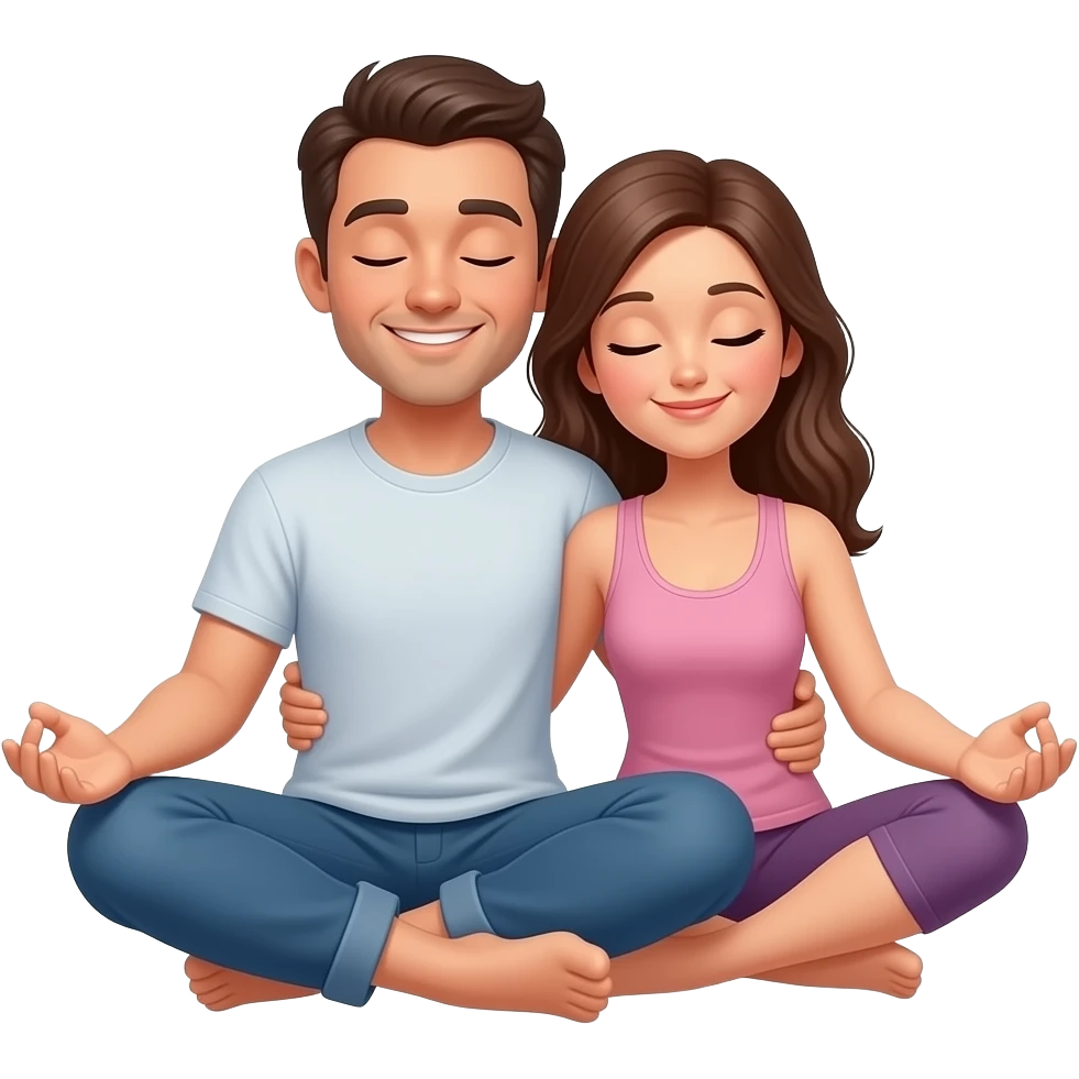 любовь  обнимаются йога сидят мужчина и женщина emoji