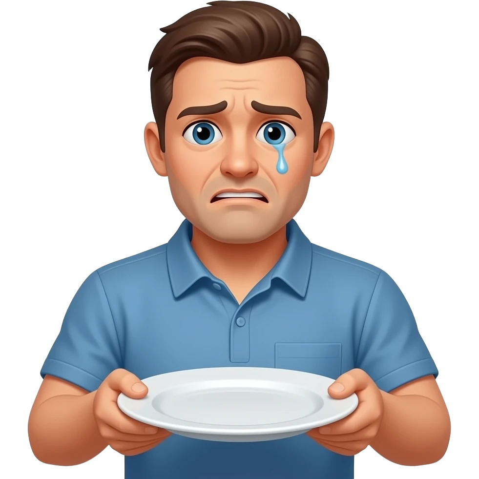 This man was worried because nobody gave me food emoji