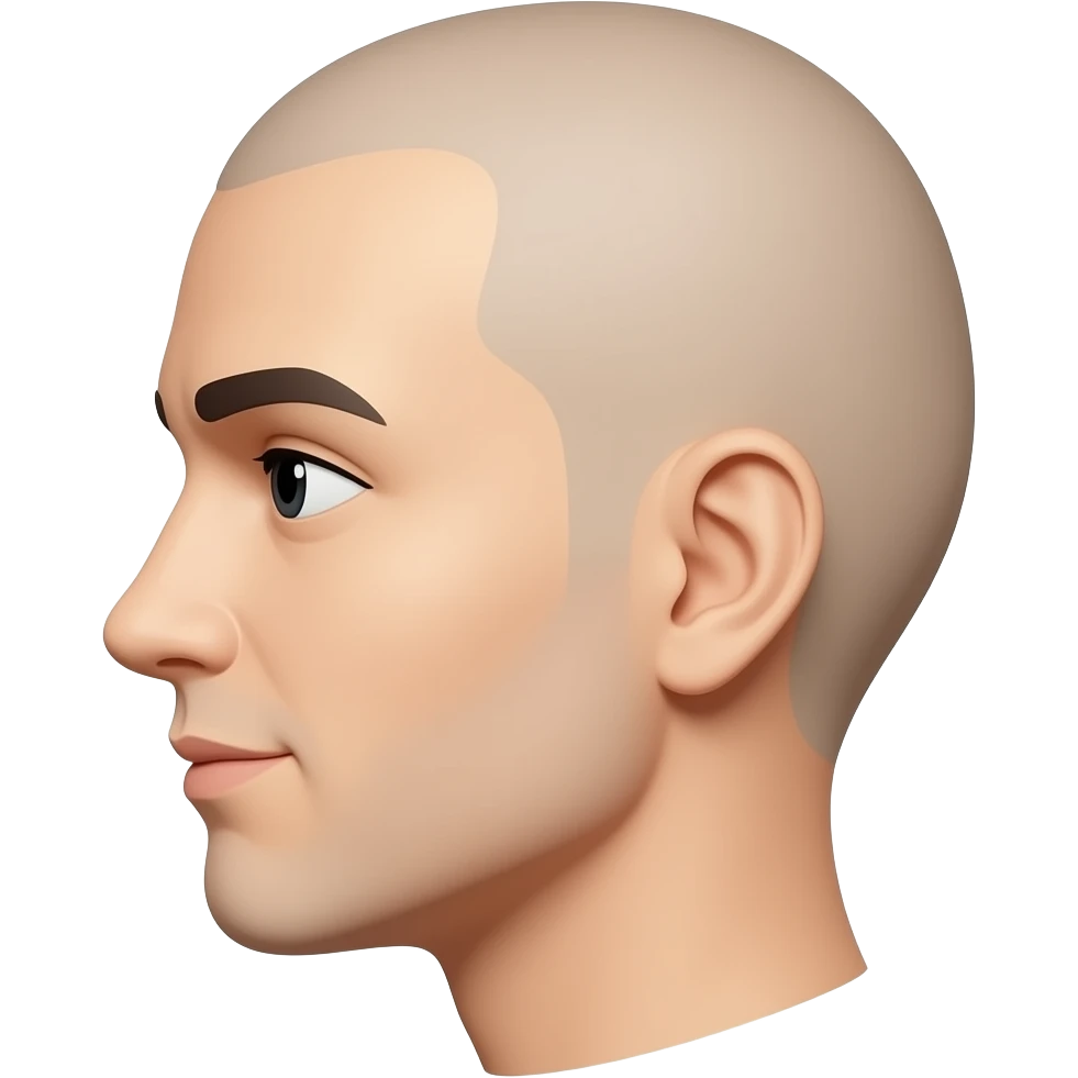Emoji Face facing left but looking from the Side to me.Round Shape Head no Hair just eyes an Mouth straight line emoji