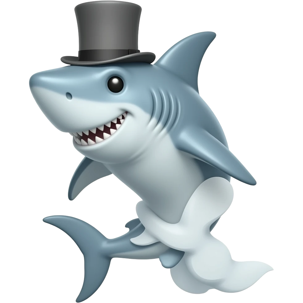 Shark with a top hat emoji