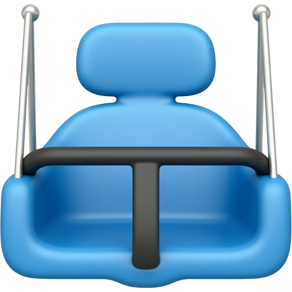 hanging ride seat with  blue seat and black handle emoji