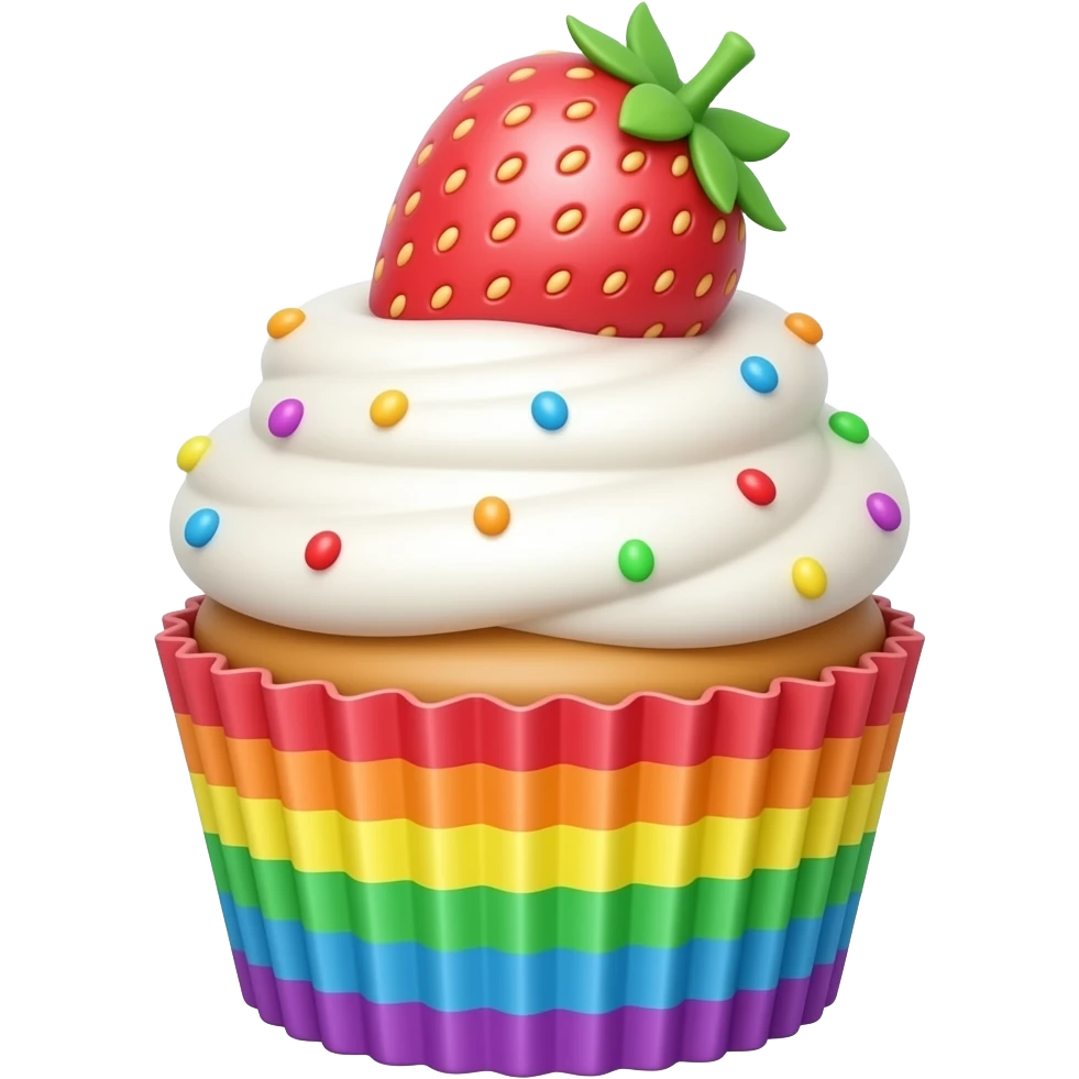 Rainbow strawberry mixed cupcake emoji