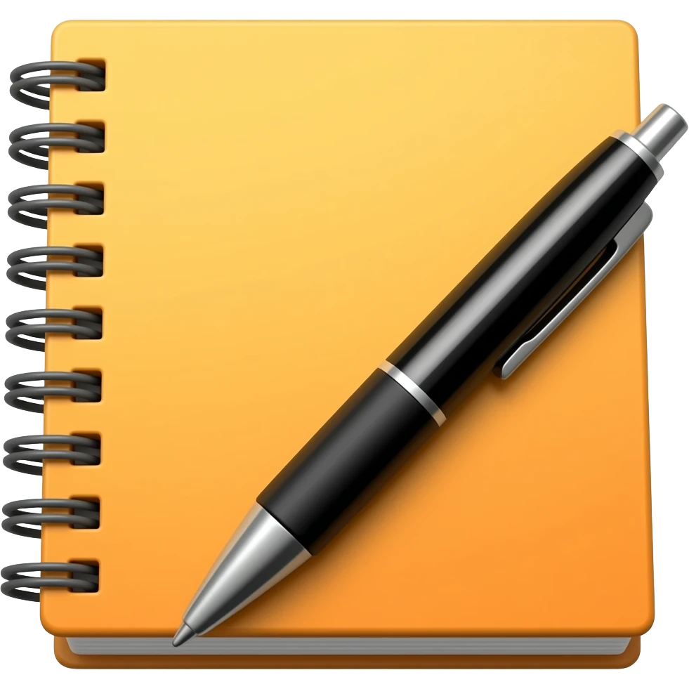 orange notebook and pen emoji