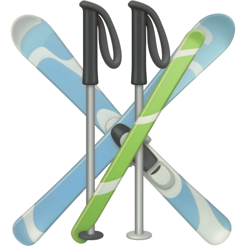 cartoon style, just 2 ski poles emoji