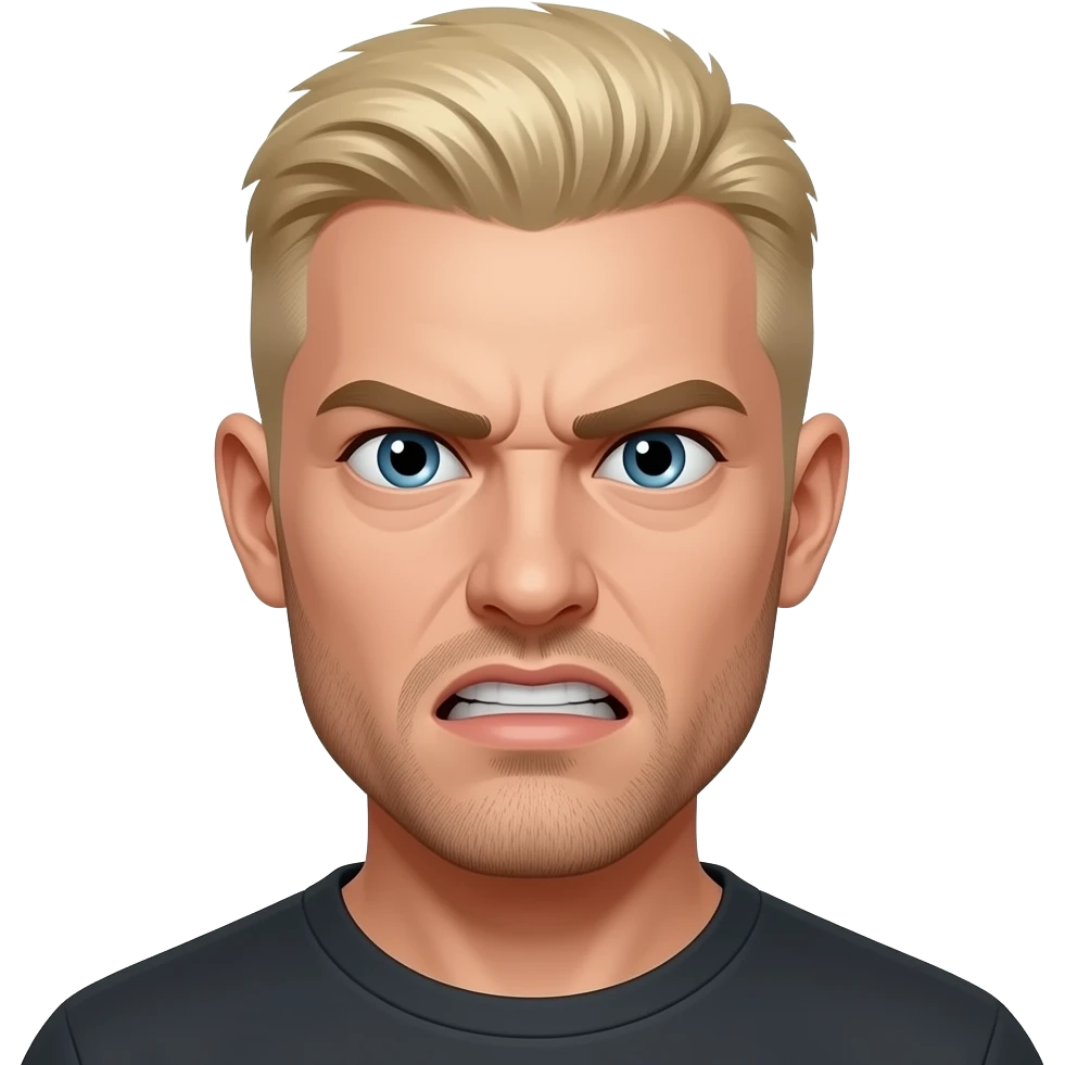 blonde scary buzzcut man emoji | AI Emoji Generator