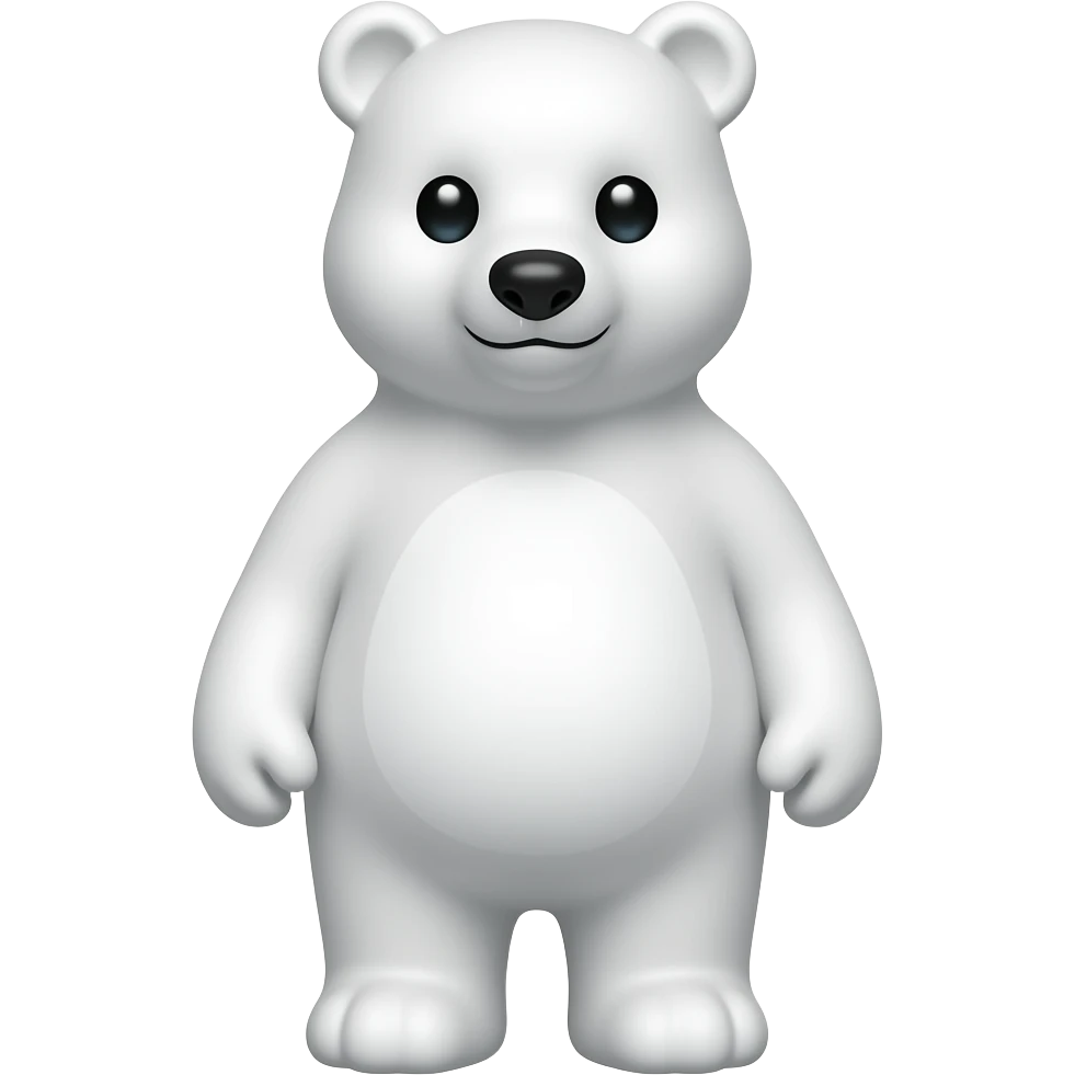 白いクマがつぶらなまんまるな瞳をしている。　鼻は超小さい　少し平面 emoji
