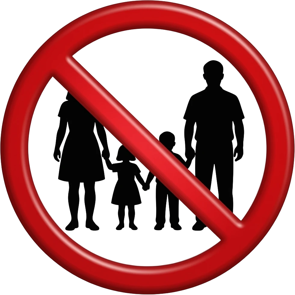 ingreso prohibido silueta familia en color negro emoji