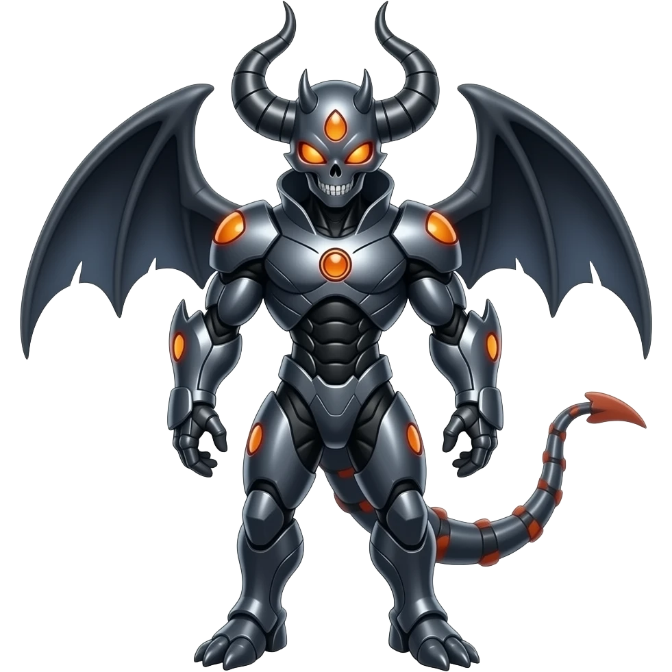 Shiny Horned Futuristic Badass Demonic Spectral Dusky Spooky Skull-faced Cool Hot Stylish Handsome Alien-Salandit-Darkrai-Genesect-Fakémon-fusion (full body) emoji