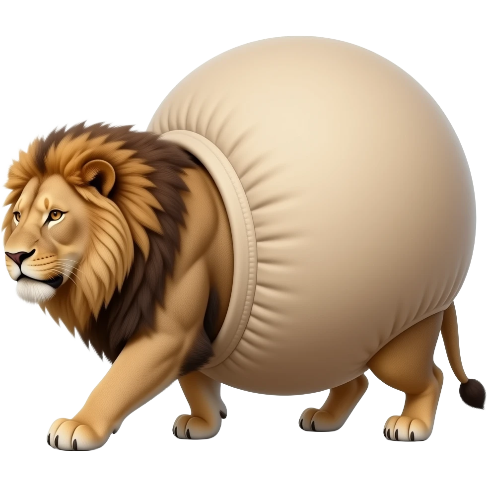 A reality lioness,trying to walk normally,but her huge overstuffed tummy rolls side to side,the lioness ate way too much,she became so fat,she has the biggest pot belly. emoji