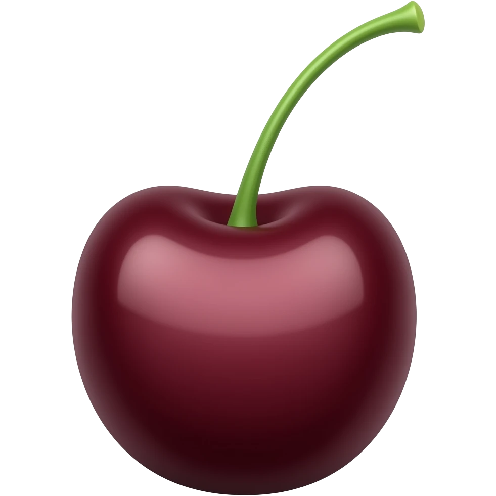 Wine colored cherry with green stem emoji