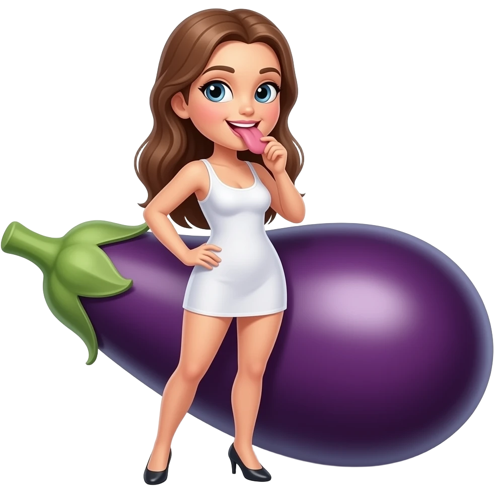 Female licking eggplant emoji