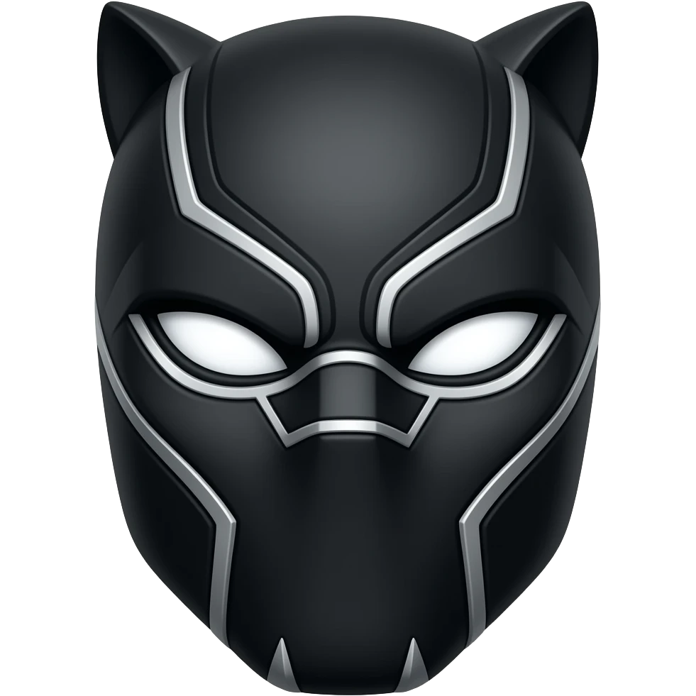 Create an emoji of black panther superhero with full6 white eyes emoji