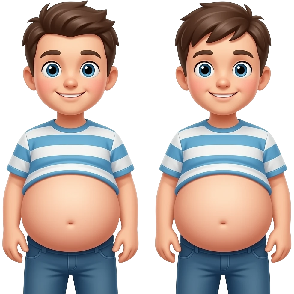Oba chłopaki z bardzo ogromnymi brzuchami mają 14 lat ich brzuchy mają kształt jak kula emoji