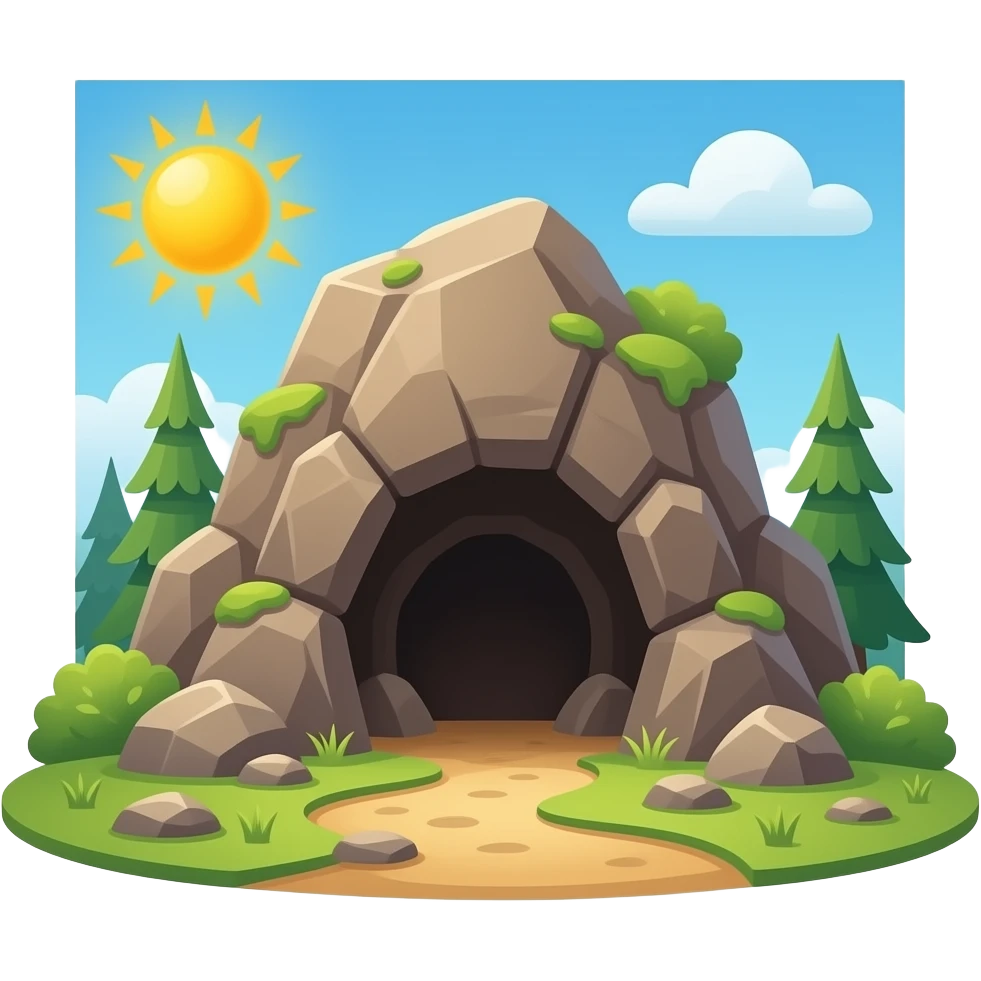 Gruta com as pedras de dia sem essa borda branca emoji