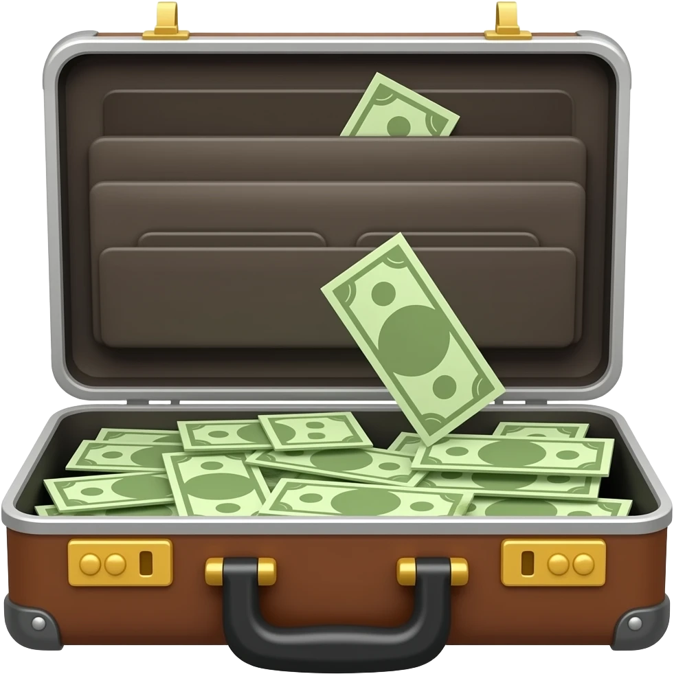 maletin abierto donde se vea dinero levemente emoji