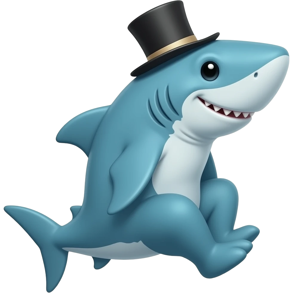 Shark with a top hat emoji
