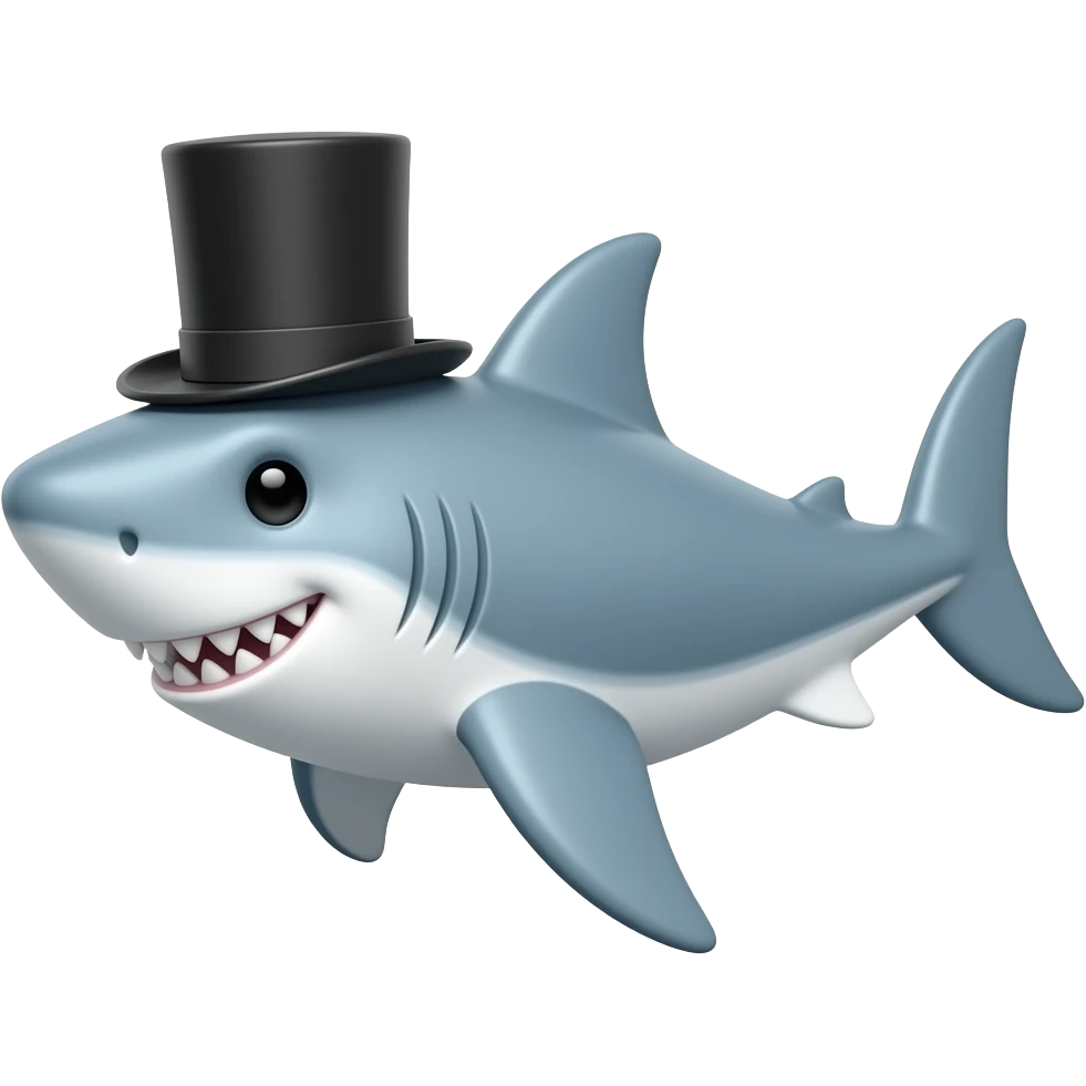 Shark with a top hat emoji