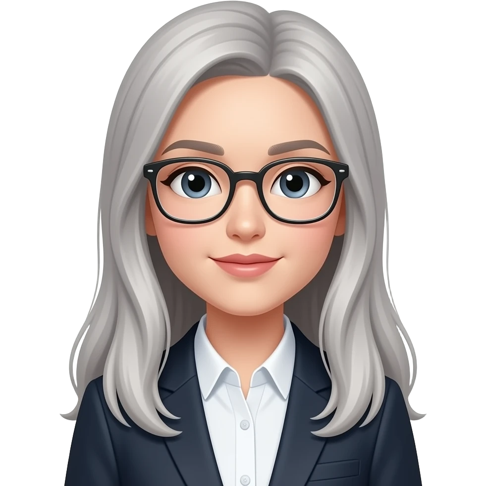 Taichi women glasses medium long light gray hair emoji