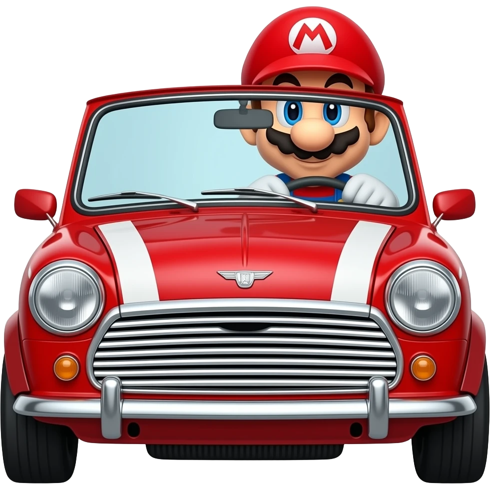 Personnage Mario mini cooper  rouge vieilles emoji