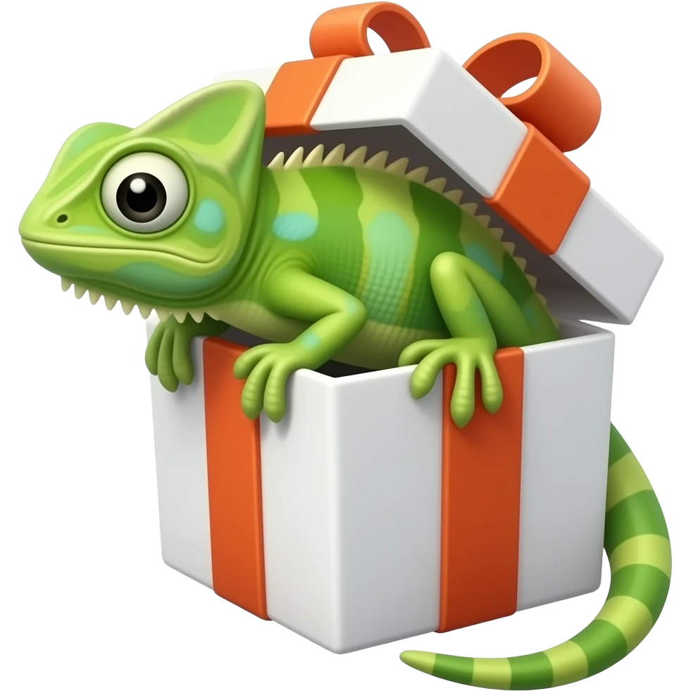 gecko lizard in the birthday gift box emoji