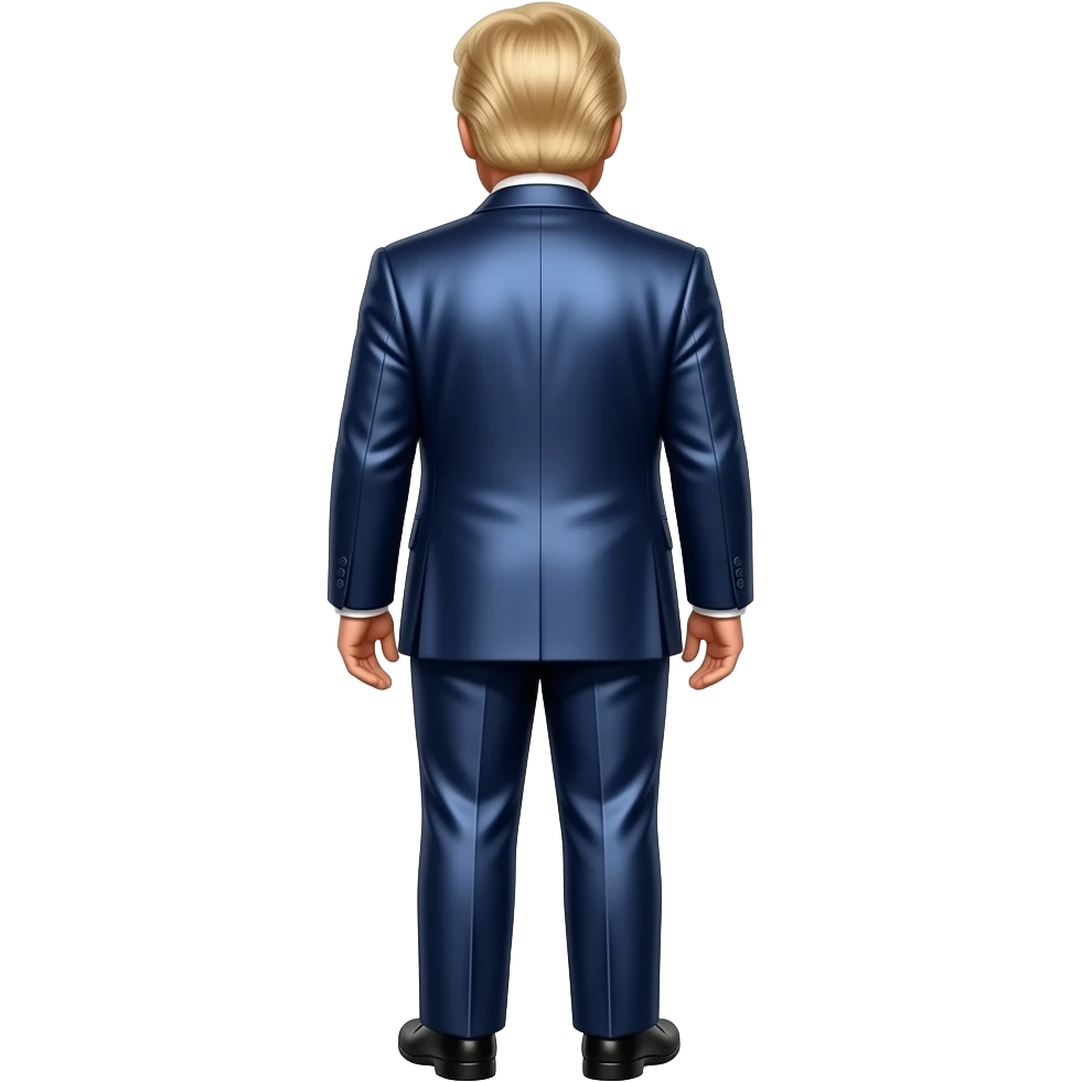 Donald Trump from behind with navy metallic suit jacket, navy metallic dress pants emoji