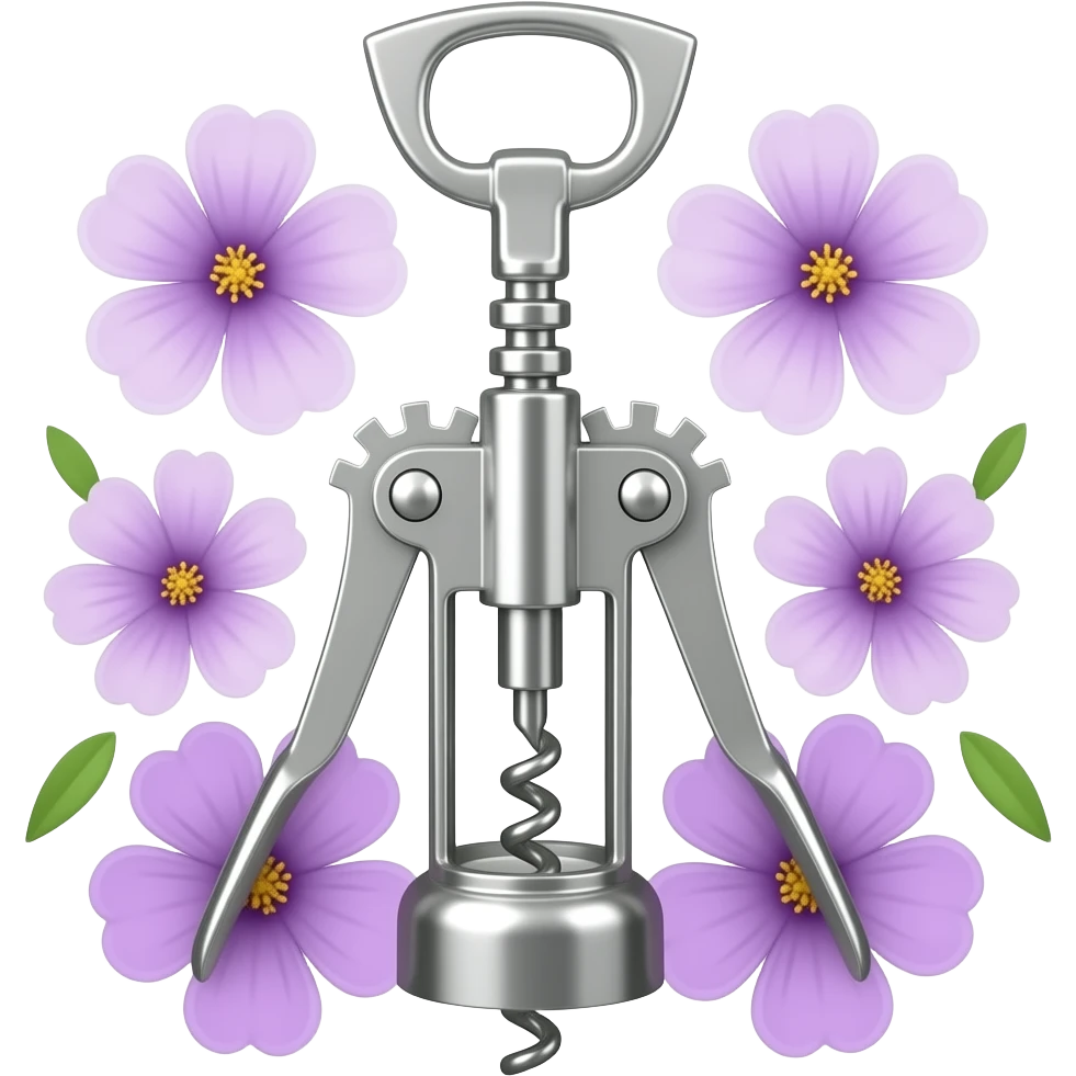Sharp cork Screw with violet flowers emoji