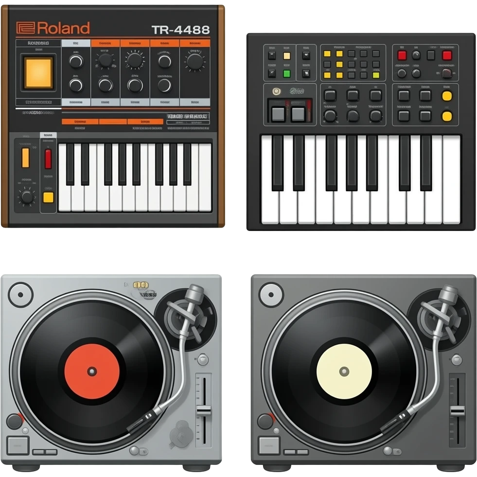 Electric Roland-808 Drum Machine And Bass Roland Jp-4444 Synthesizer ...