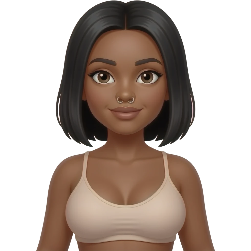 Can you make the boobs/breast much bigger on a black girl with double nose rings emoji