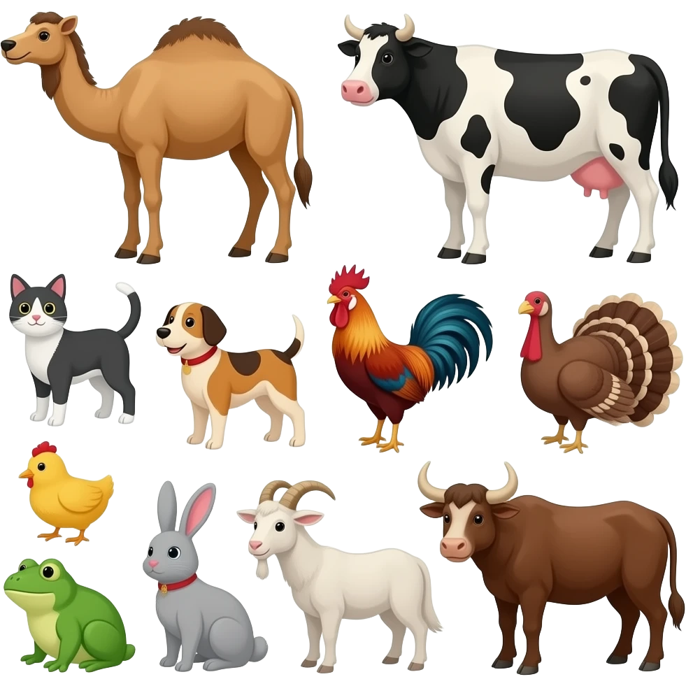 🐎🫏🐄🐷🐈🐕🐔🐓🦃🐤🐸🐇🐐🐂 emoji