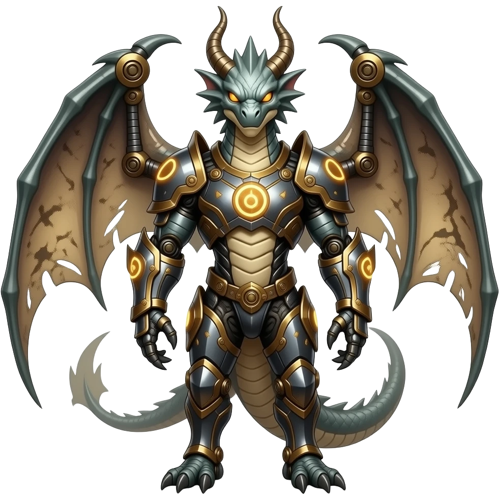 Angelic ancient vintage fantasy-Steampunk-Genesect-Salamence-Tyranitar-Brony-Vernid-Fionbri-Fakémon-animal-hybrid, full body emoji