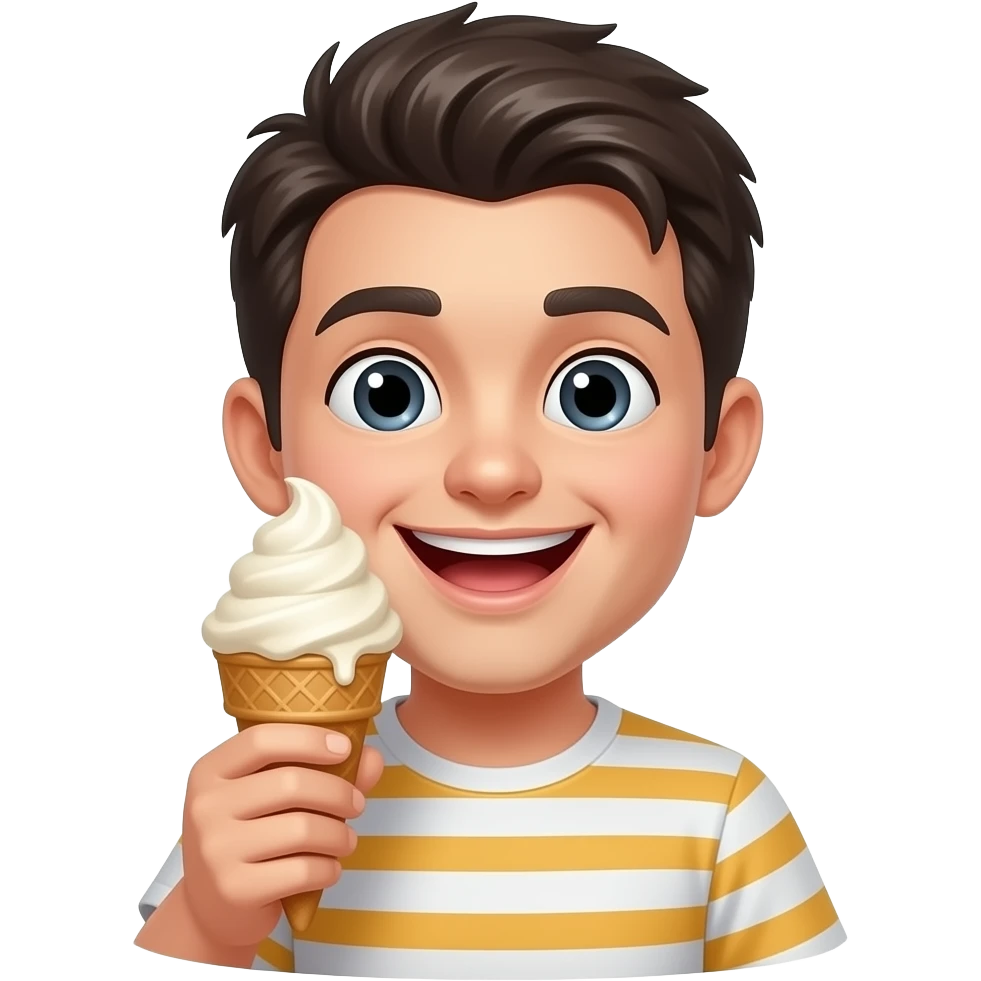 Una carita feliz comiendo helado emoji