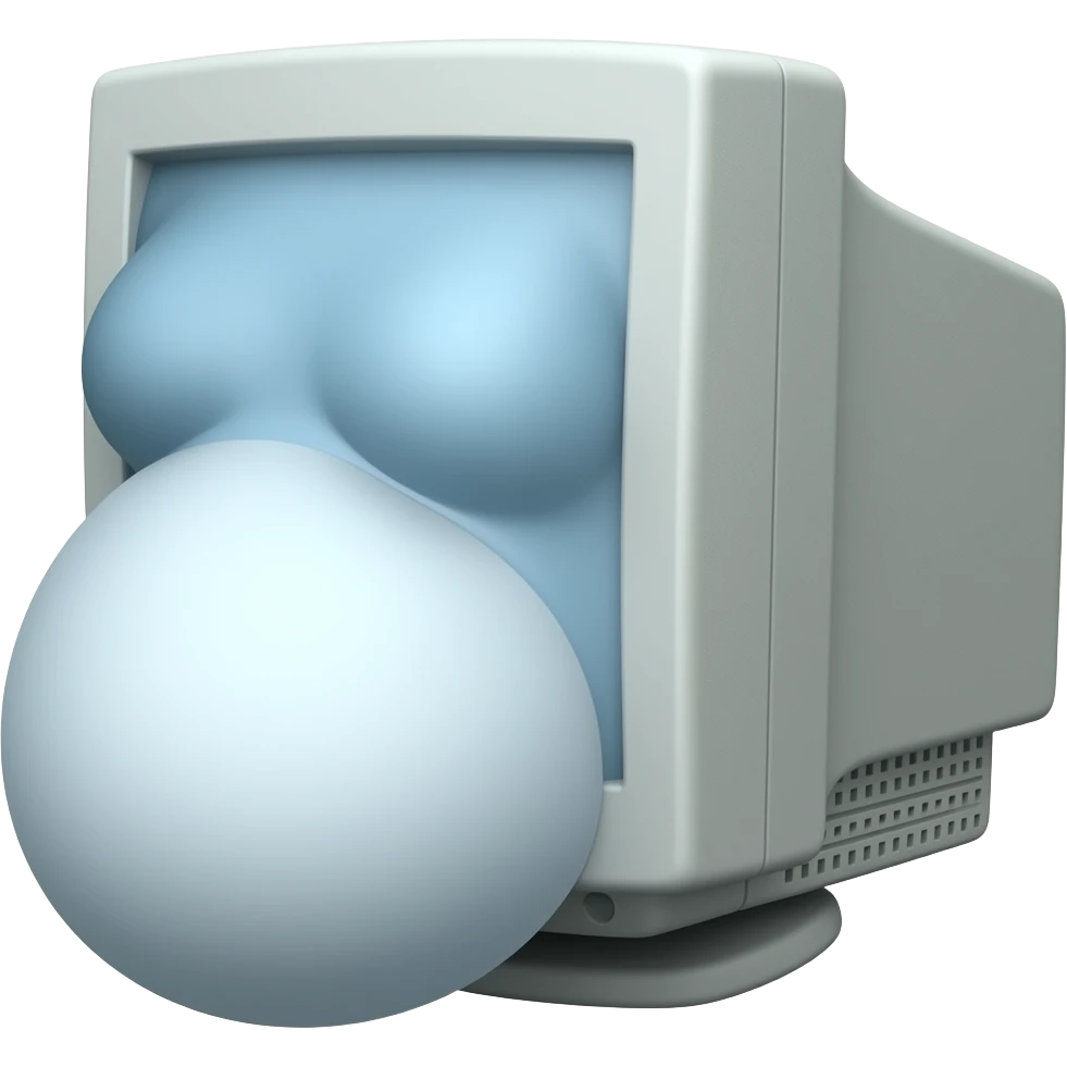 a pc monitor has a big belly forwards like its pregnant emoji