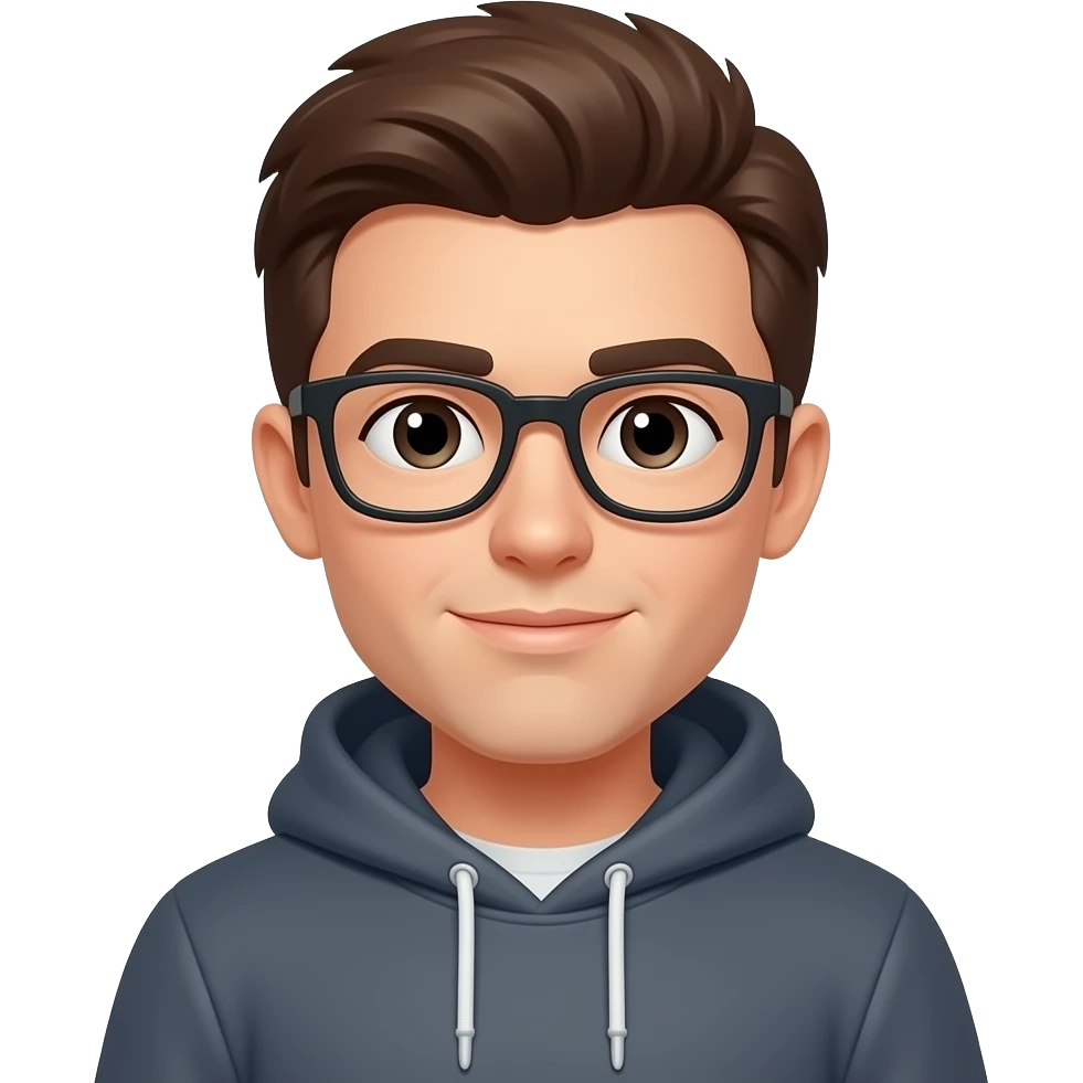 developer use a pc witf brown hair and no glases witf hoodie emoji