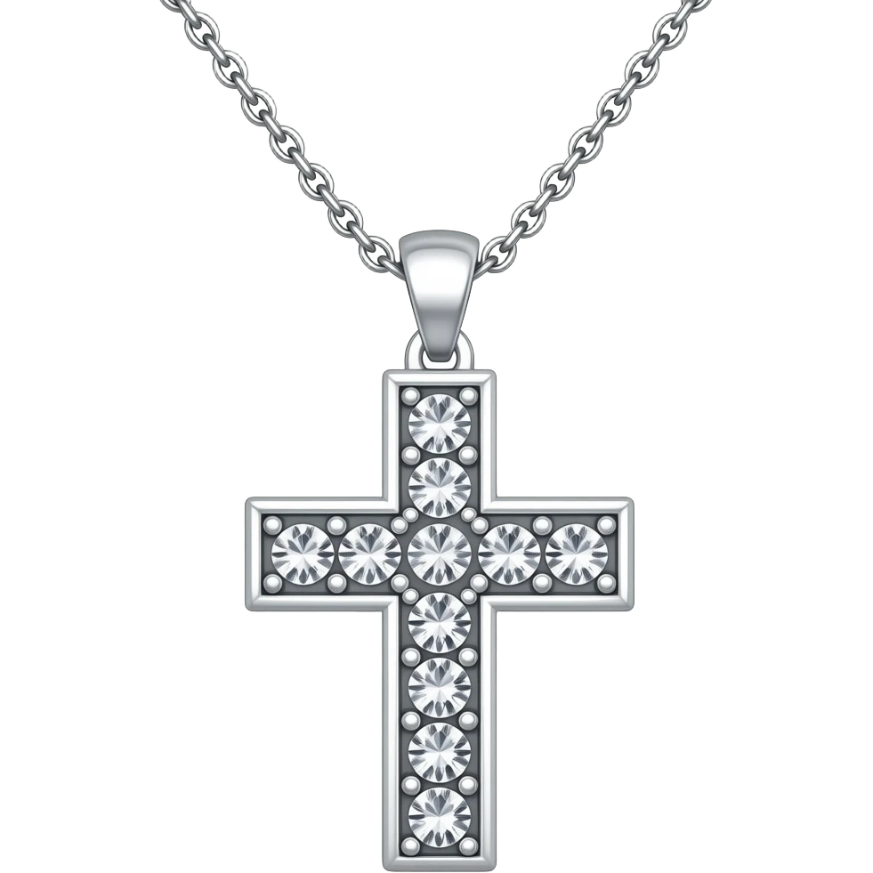 diamonod cross necklace emoji