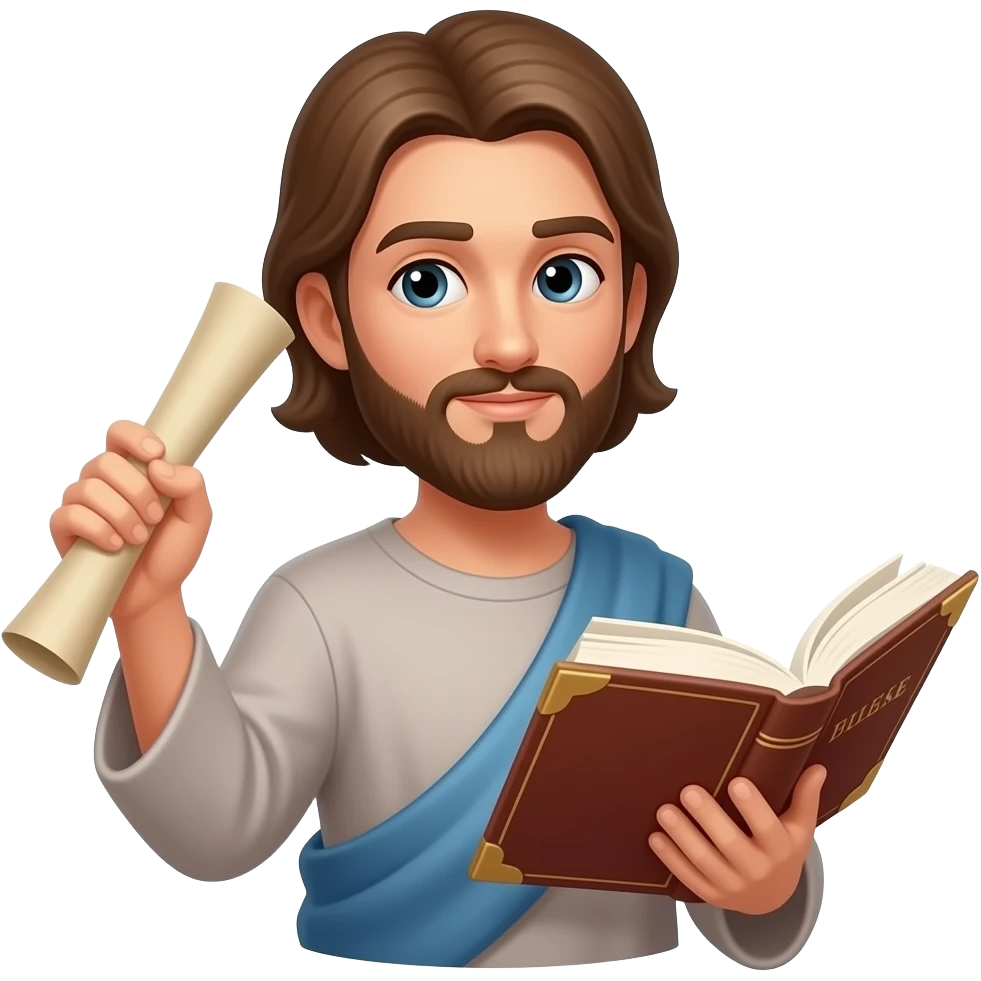 a scroll on the mind and a person pondering over the bible emoji