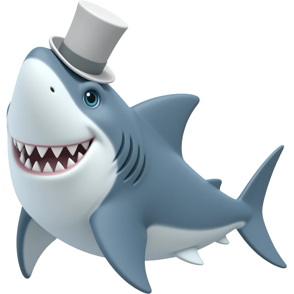Shark with a top hat emoji