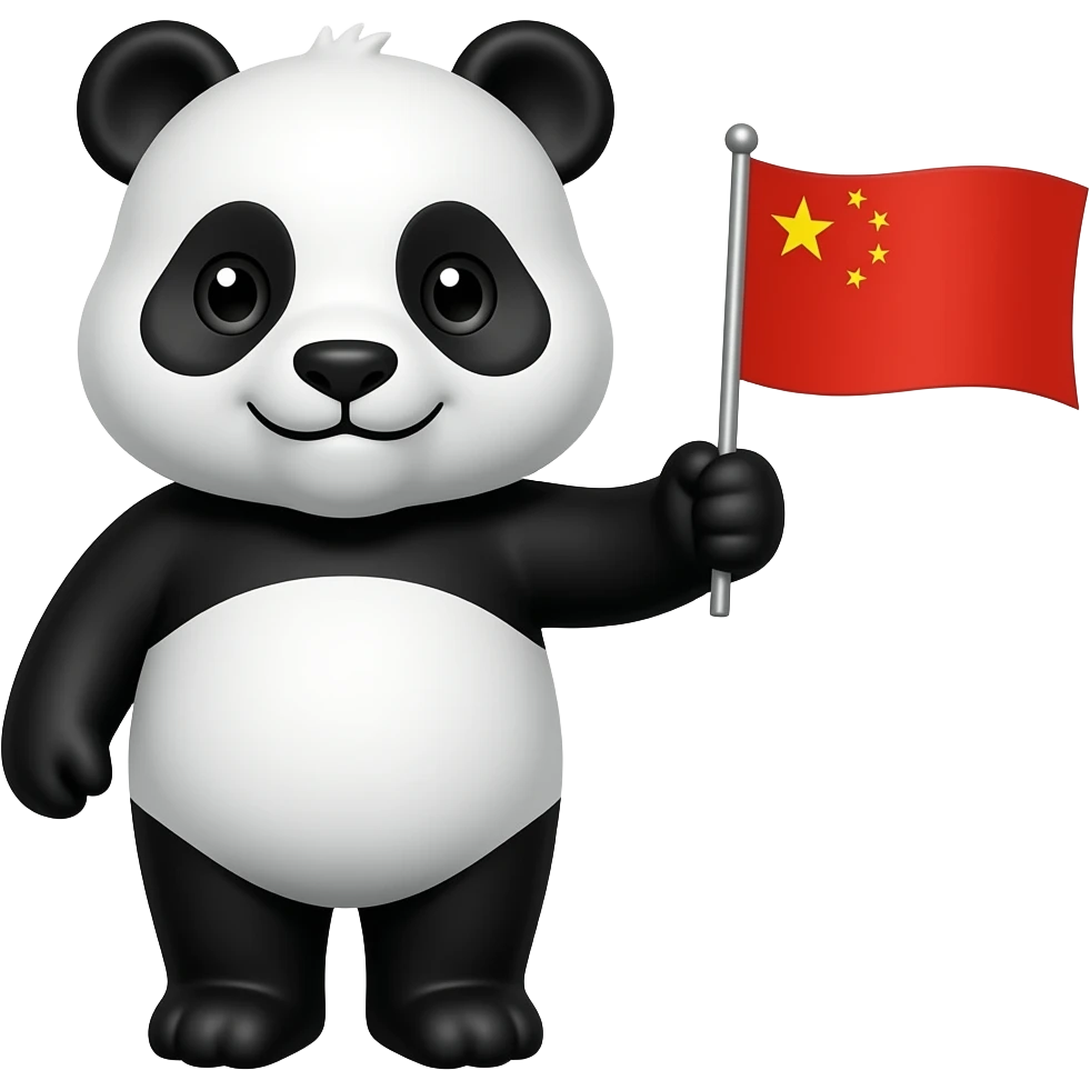 Panda holding a chinese flag emoji