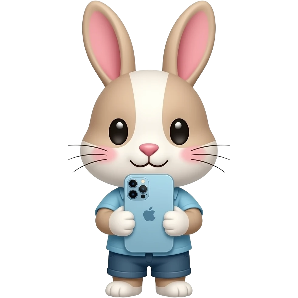 cute rabbit hold iphone emoji