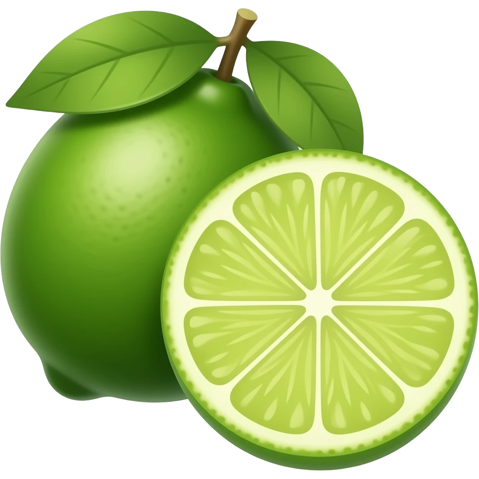 whole and sliced Lime emoji