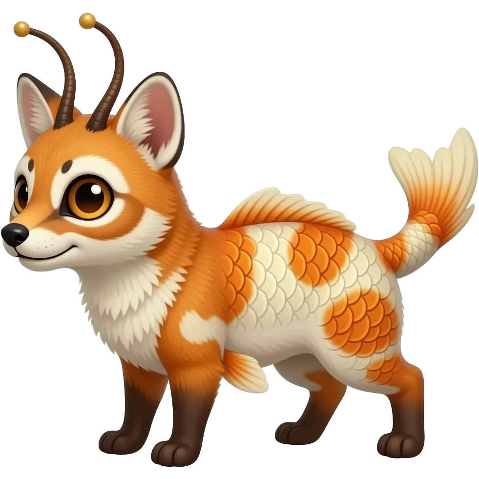 edgy Damask mutant koi-civet-genet-hybrid with antennas emoji