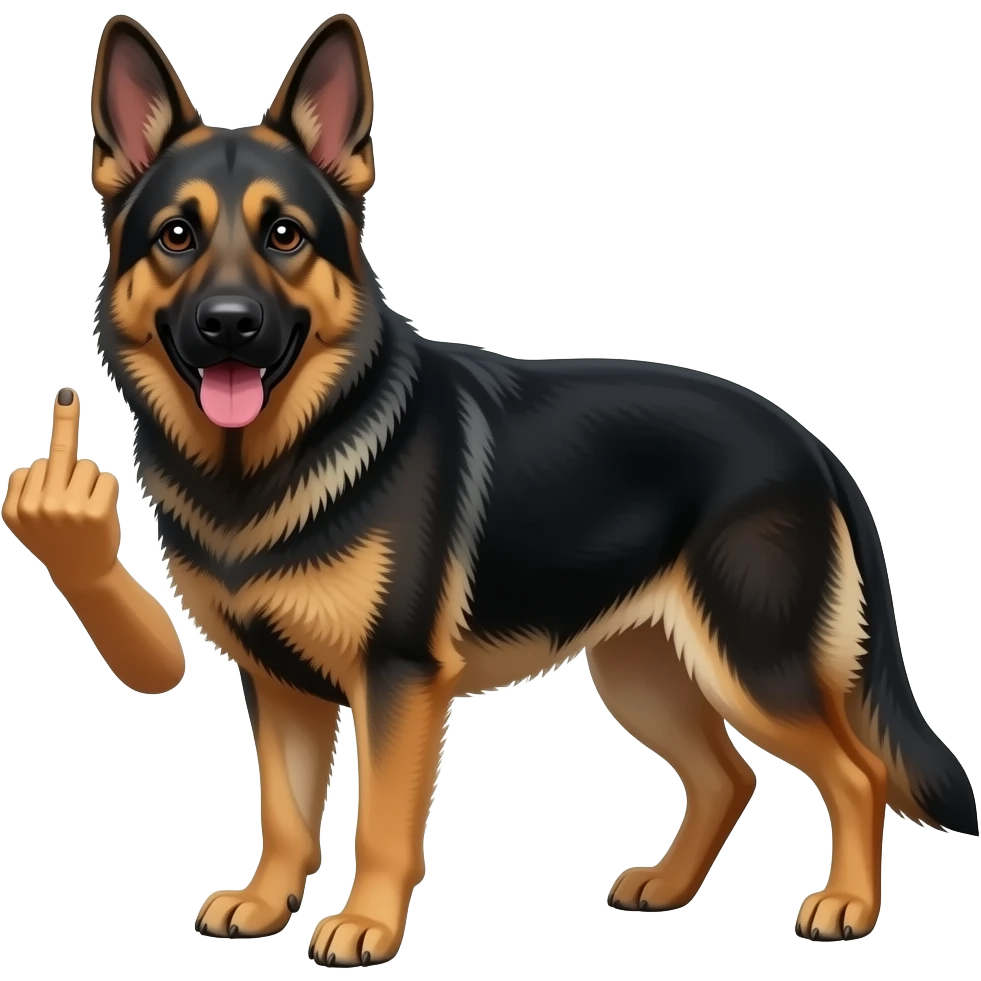 Black and tan german sheppard middle finger emoji