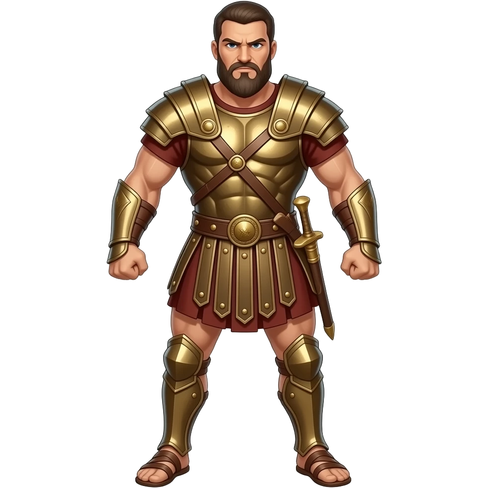 Roman Spartan warrior with full body from 300 movie full body with beard and more aggressive emoji