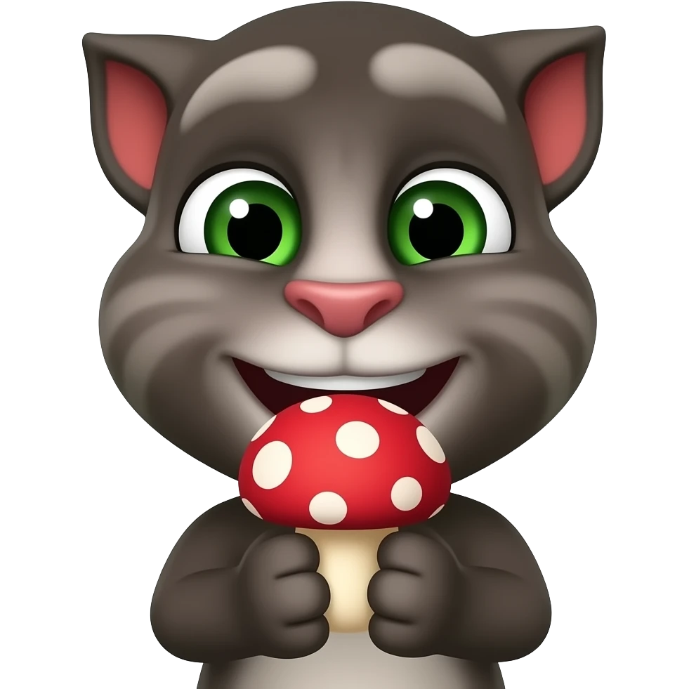 🍄🍄🍄 Talking Tom eating mushrooms emoji