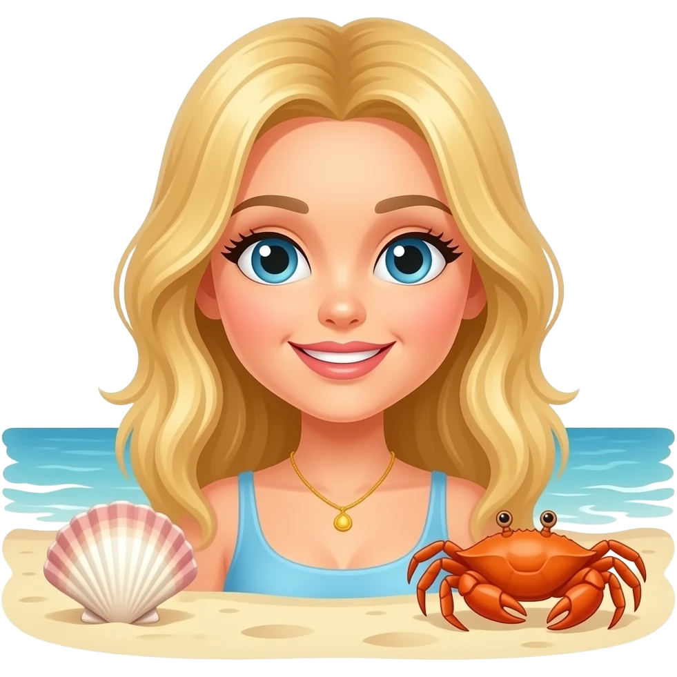 👱🏻‍♀️🏖🐚🦀 emoji