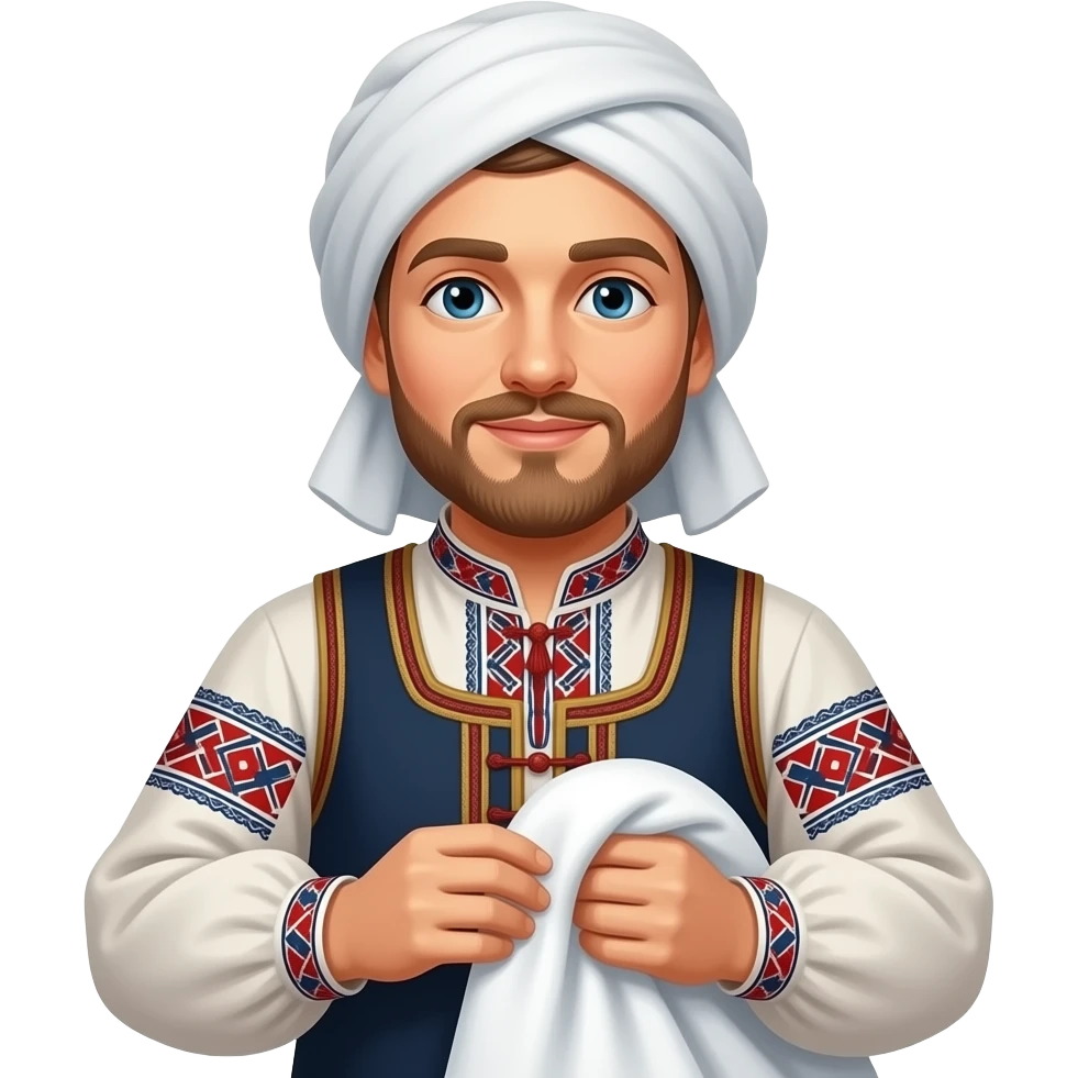 a russian peasant in national suit waking upp emoji