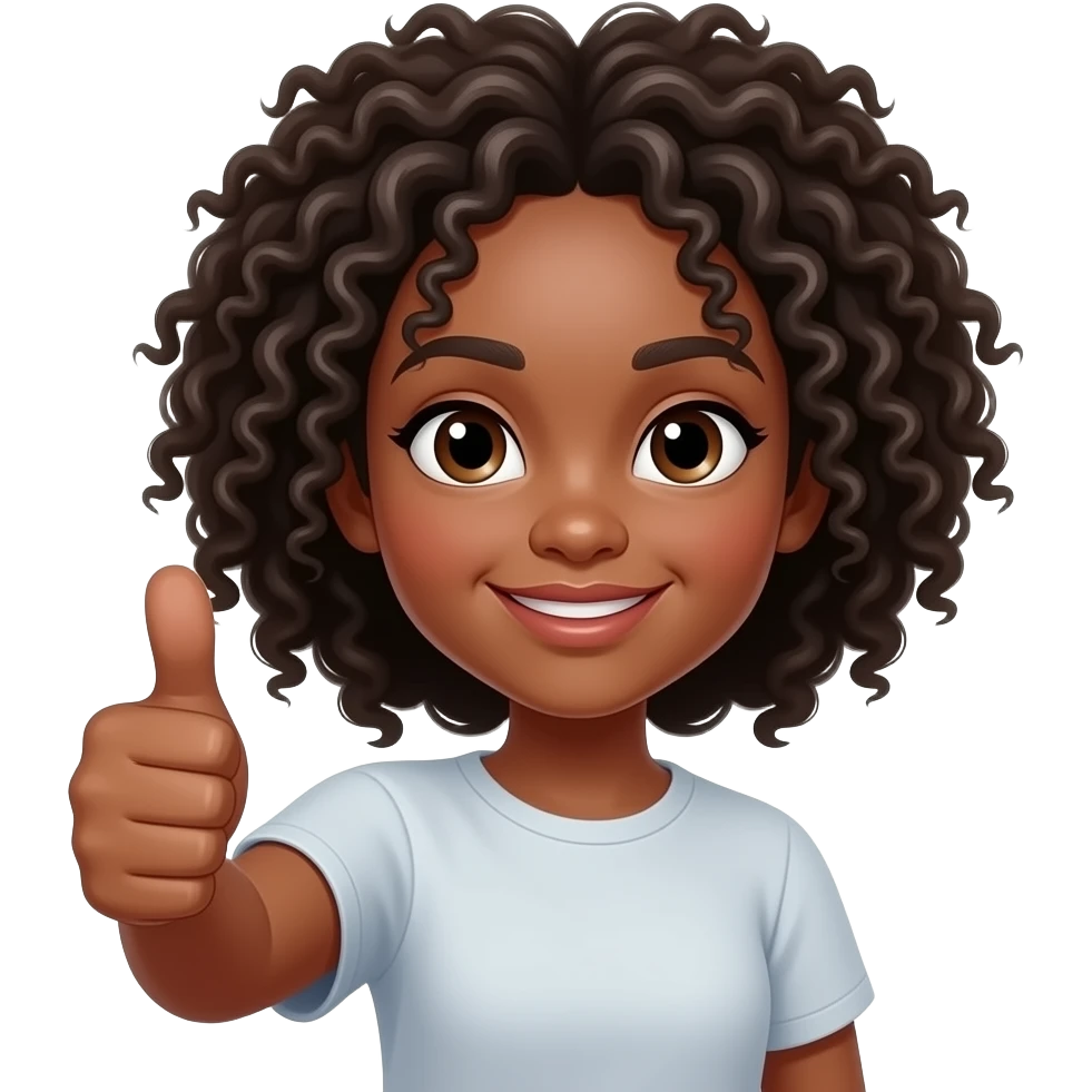 black girl with thumb up emoji