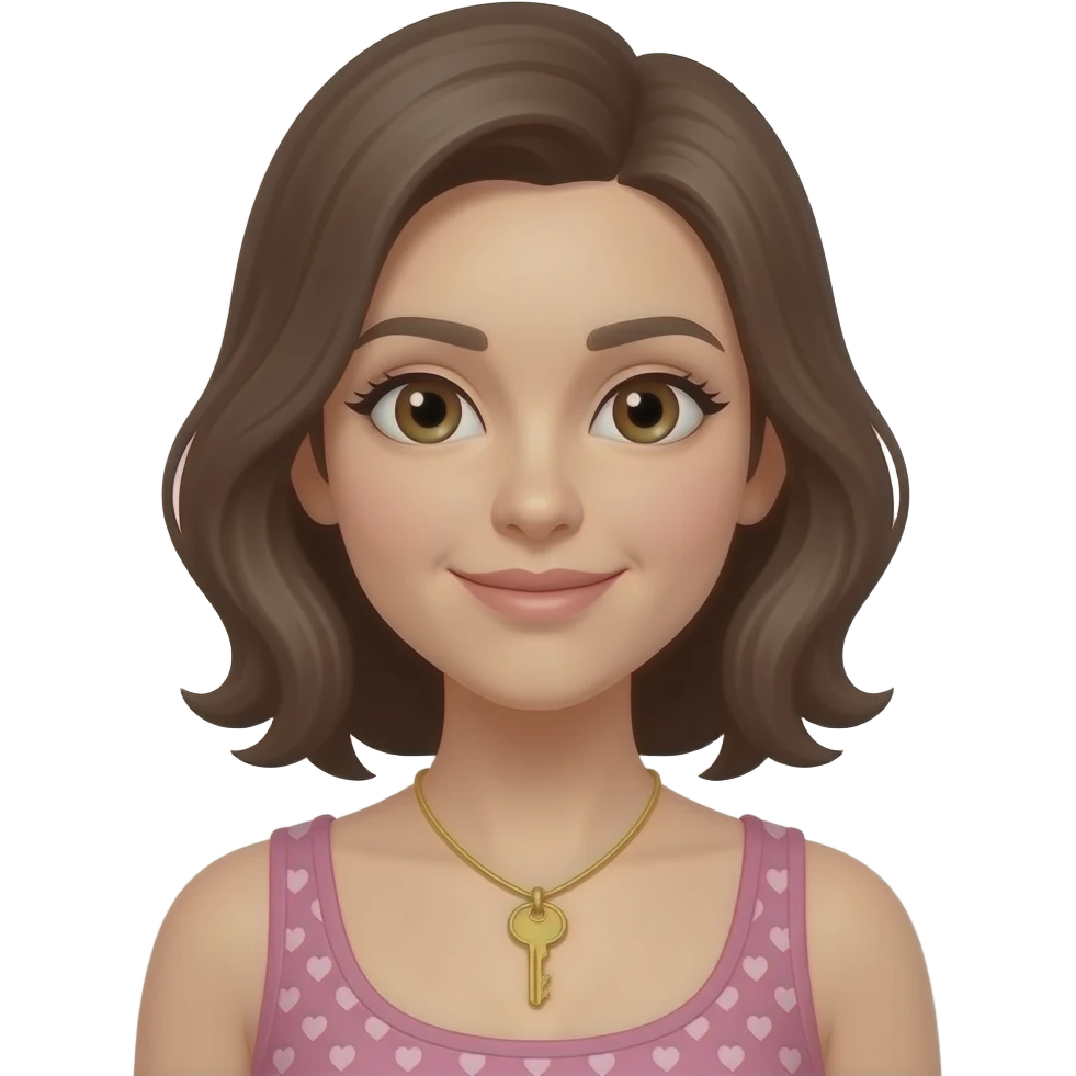 woman wearing a necklace with a key on it emoji