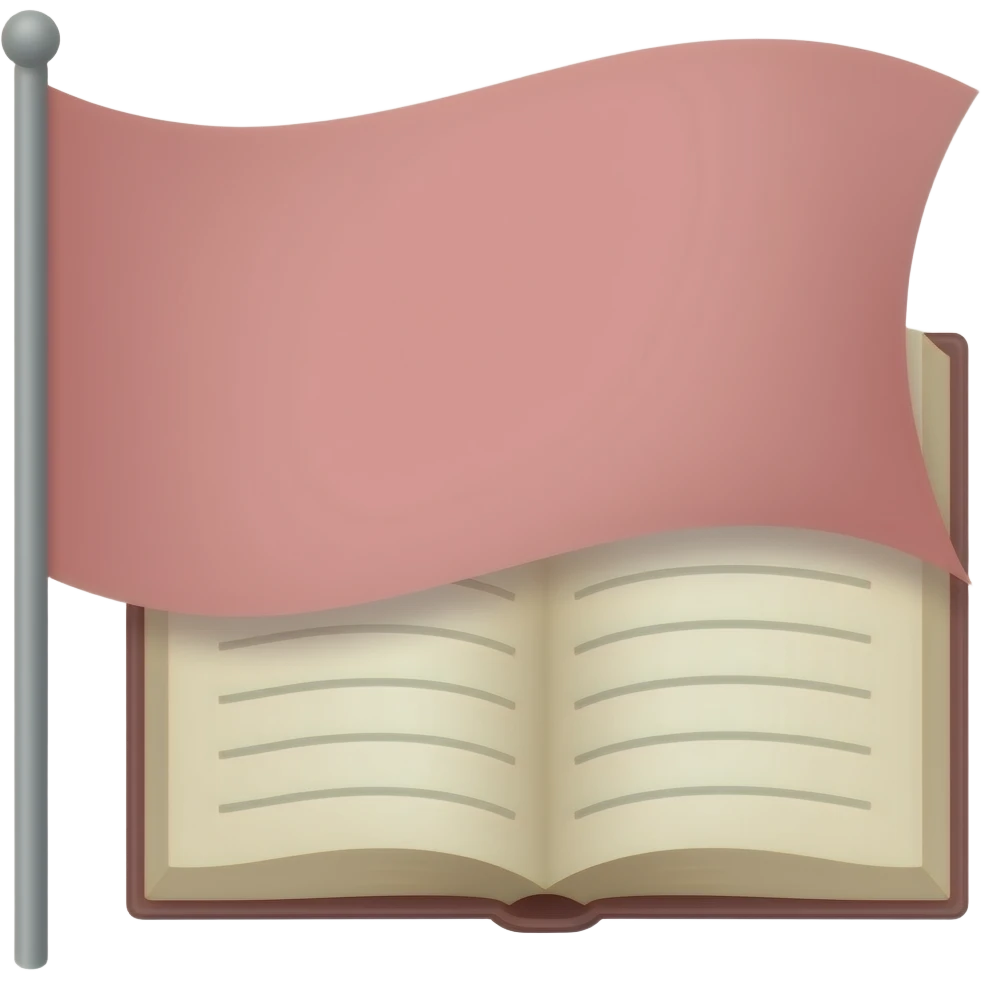 a cool old book on light pink flag emoji